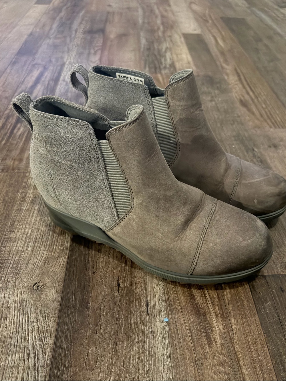 Sorel Gray Taupe Chelsea Ankle Booties